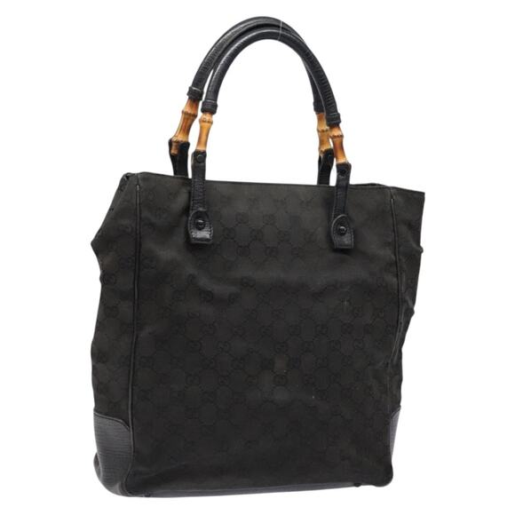 GUCCI Bamboo GG Canvas Hand Bag Black - Picture 1 of 12